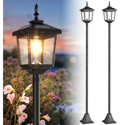 68 Solar Lamp Post Lights Outdoor2-Pack 2700K Dusk to Dawn Solar Light Posts Waterproof Outdoor Lights for Garden Patio Lawn Pa