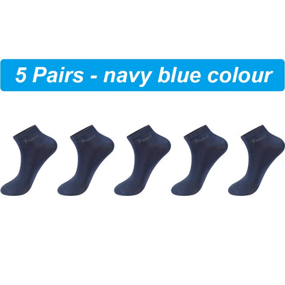 New 5Pairs High Qualty Men Bamboo Fiber Socks Short Summer Breatheable Anti-Bacterial Man Ankle Socks Busines Plus size EU38-46