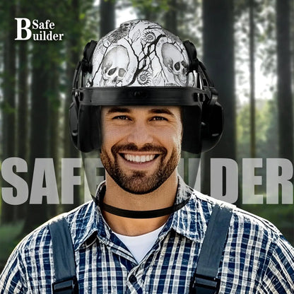 3-in-1 Forestry Safety Helmet with Face Shield, Ear Muffs & Hearing Protection - ANSI Z89.1 OSHA Certified Hard Hat