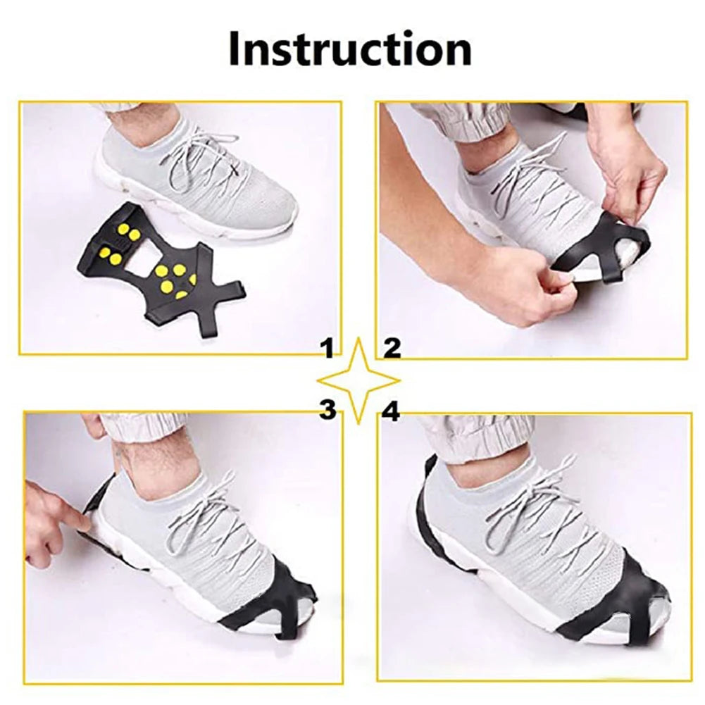 10 Teeth Climbing Crampons Anti-Slip Mountaineering Cleats Unisex Snow Claw Shoe Covers Outdoor Chain Shoe Spikes
