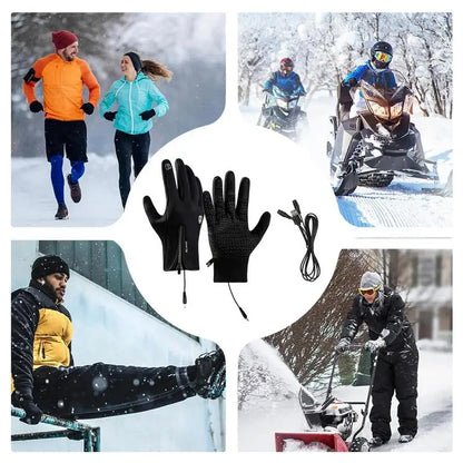 Rechargeable Heated Gloves Rechargeable Hand Warming Gloves Non-Slip Winter Gloves With Zipper Design Ice Fishing Gear For Men