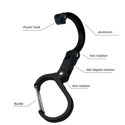 Hybrid Gear Clip Carabiner Rotating Hook Clip Non-Locking Strong Clips for Camping Fishing Hiking Travel Backpack Out