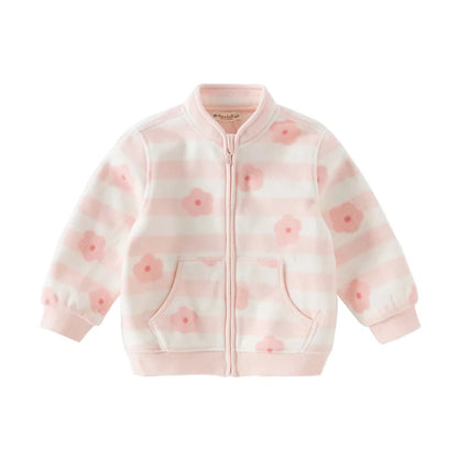 Dave Bella Long Sleeve Polar Fleece Coat for Gilrs Boys Cute Printed Spring Autumn Coat Children Casual Warm Clothes DB396