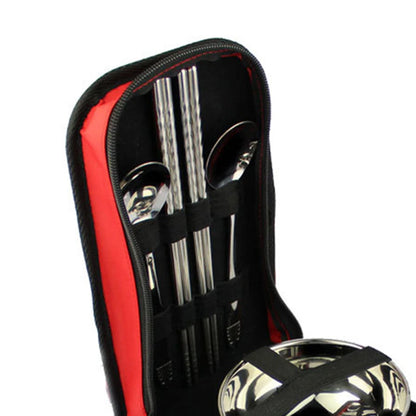 Outdtoor Tableware Set Stainless Steel Spoons Chopsticks Bowl Containers Portable Cutlery Set Outdtoor Barbecue Supplies