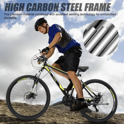 Ktaxon Mountain Bike 24/26/27.5 Inch Men & Women Mountain Bike with 21-Speed Adult Bikes, Double Disc Brake