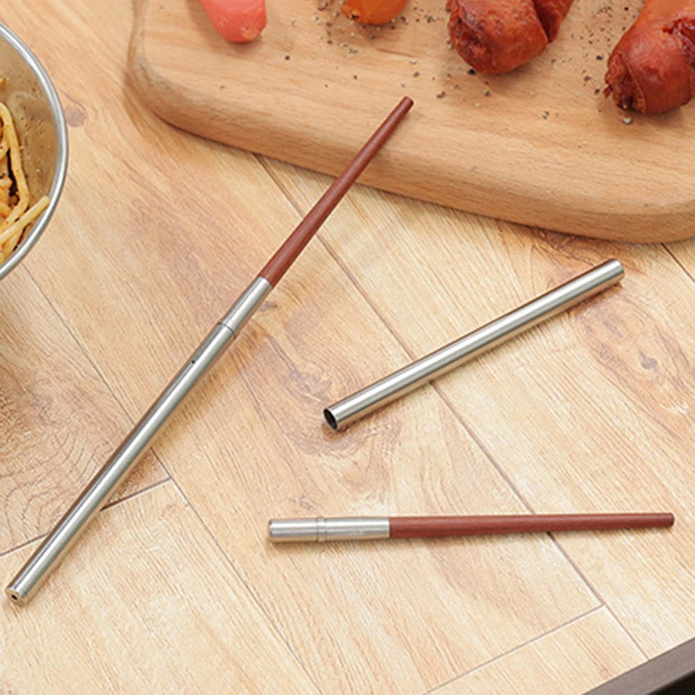Spoon Fork Chopsticks Cutlery Set with Storage Bag Folding Fork Spoon and Wooden Chopsticks Reusable for Outdoor Travel Picnic