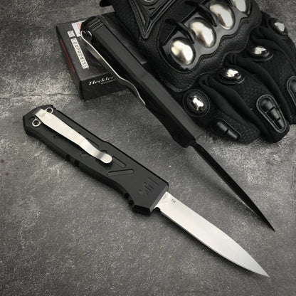 HK14850 Compact Camping Knife - D2 Steel Blade with Nylon Carry Bag, T6 Aluminum Handle Ideal Travel & Everyday Carry (EDC) Tool