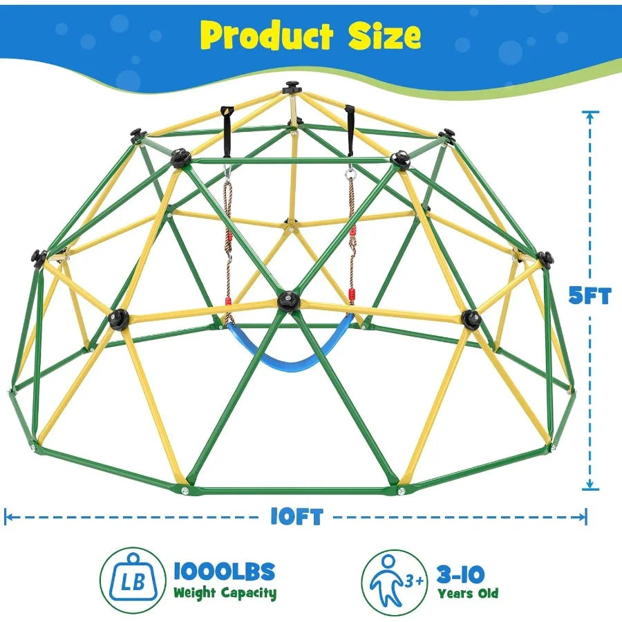 Climbing Dome 10FT Climber with Hammock and Swing Jungle Gym Backyard for 2025 Upgraded Model Indoor Outdoor Toddler Play Equip