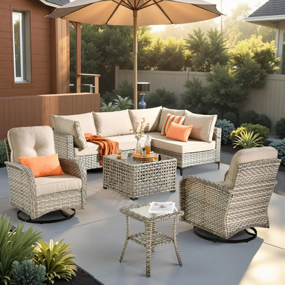 Outdoor Sectional Patio Furniture Set,8 Pieces Wicker Conversation Sets L Shaped Couch,Out Door Sofa Outside, Customized