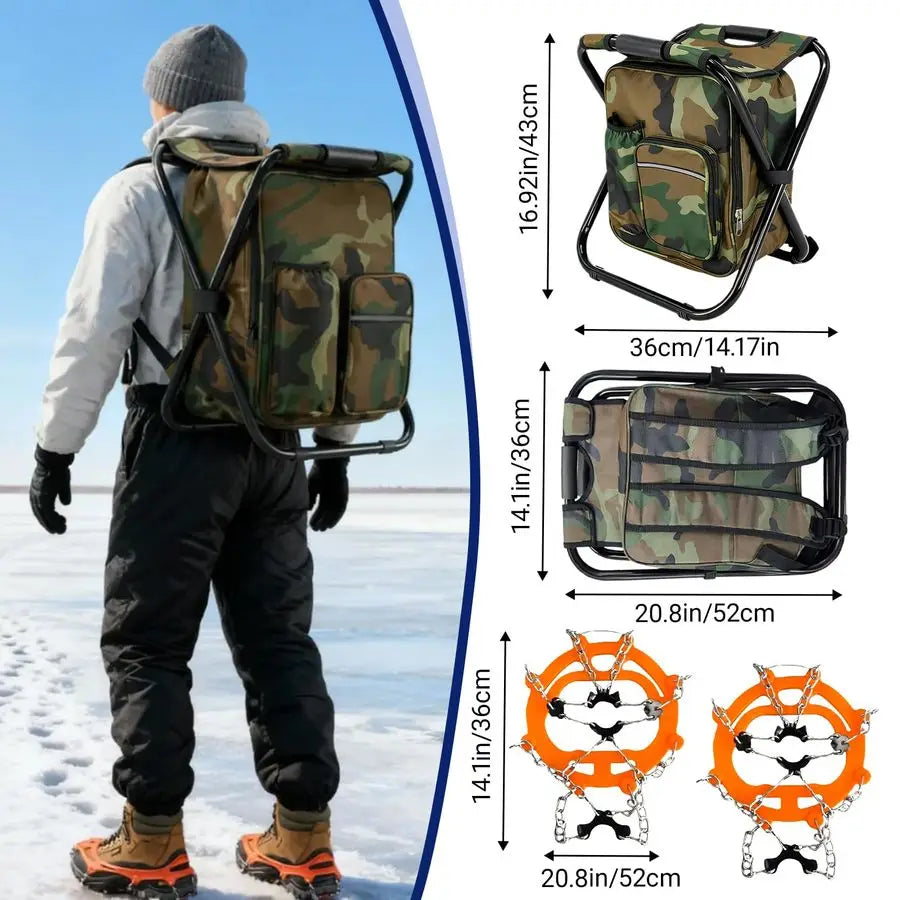 Complete Set Ice Fishing Gear with Backpack Seat