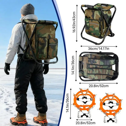 Complete Set Ice Fishing Gear with Backpack Seat