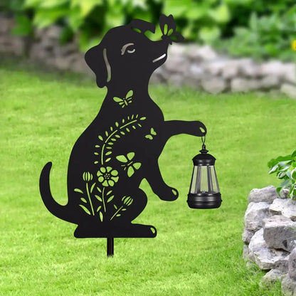 Solar Metal Flower Dog