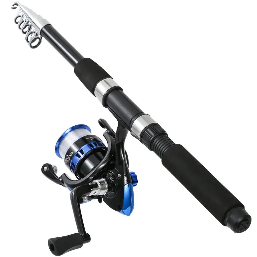 2PCS Telescopic Fishing Rod and Reel Combo with Fishing Pliers and Lip Gripper