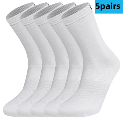 5 Pairs Cycling Socks Men Women Breathable Crew Bike Running Socks Fashion Compression Climbing Travelling Walking Hiking Socks