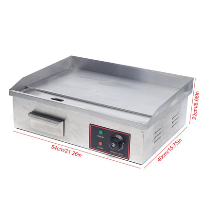 Flat Top Grill 22'' Commercial Electric Countertop Griddle Nonstick Restaurant Teppanyaki Cooking Stove for Outdoor Home BBQ