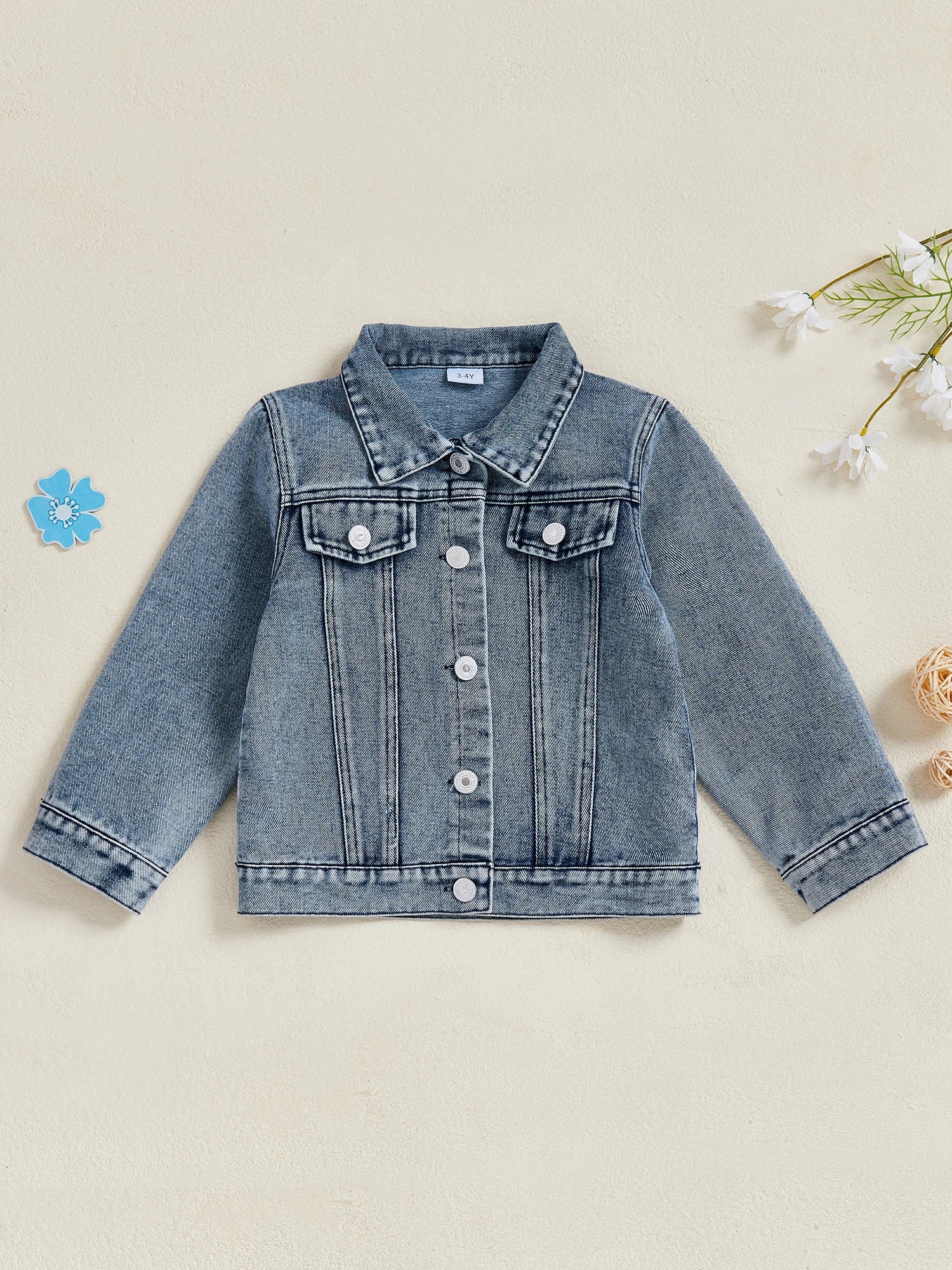 Adorable Baby Boy Blue Denim Jacket with Front Pocket Detail and Snap Button Closure Stylish Toddler Fall Outfit Coat