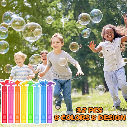 32 Pack Dinosaur Bubble Wands with Gift Box, Fun Party Favors for Kids Birthday and Outdoor Activities