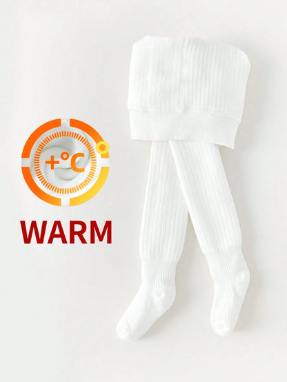 Warm Thermal Lined Stirrup Tights for Toddler Girls, Winter Ribbed Leggings with Soft Fleece Interior