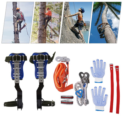 Heavy-Duty Tree Climbing Gear Adjustable Climbing Gaffs with Safety Harness Professional Arborist Tool for Fruit Picking Hunting