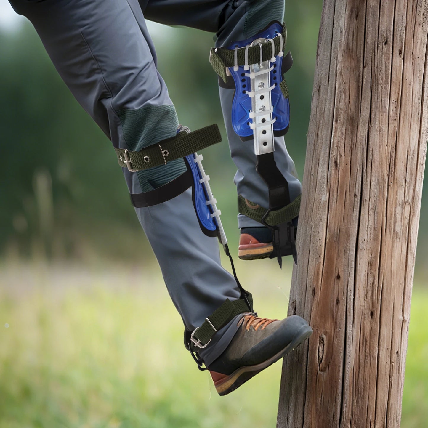 Adjustable Tree Climbing Spikes 330LBS Load Steel Climbing Gear with Safety Belt/Rope for Outdoor/Fruit Picking
