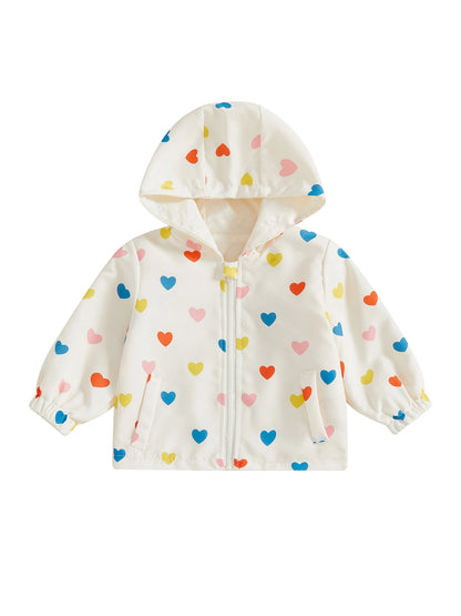 Cute Baby Girl Winter Hoodies Long Sleeve Floral Animal Print Zip Up Hooded Sweatshirt Toddler Jacket Outerwear Coat