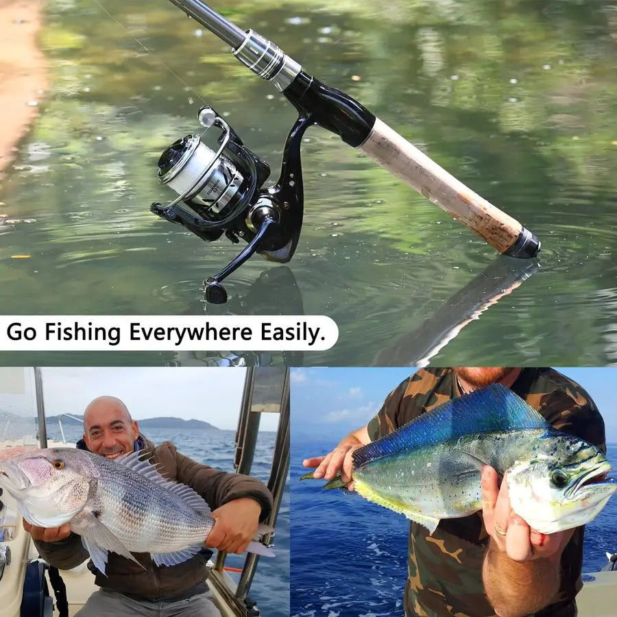 Pole Combo 2PCS Carbon Fiber Fishing Rod and Aluminum Reel
