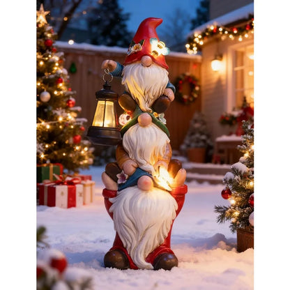 17 in Large Garden Gnome Statue with Solar Lights