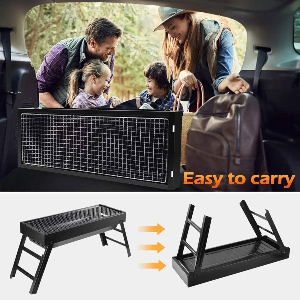 Portable Charcoal Grill 24'x13'x9', Lightweight Folding BBQ for Camping, Hiking, Picnics & Travel