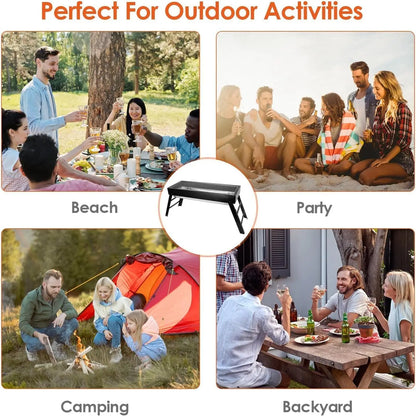 Portable Charcoal Grill 24'x13'x9', Lightweight Folding BBQ for Camping, Hiking, Picnics & Travel