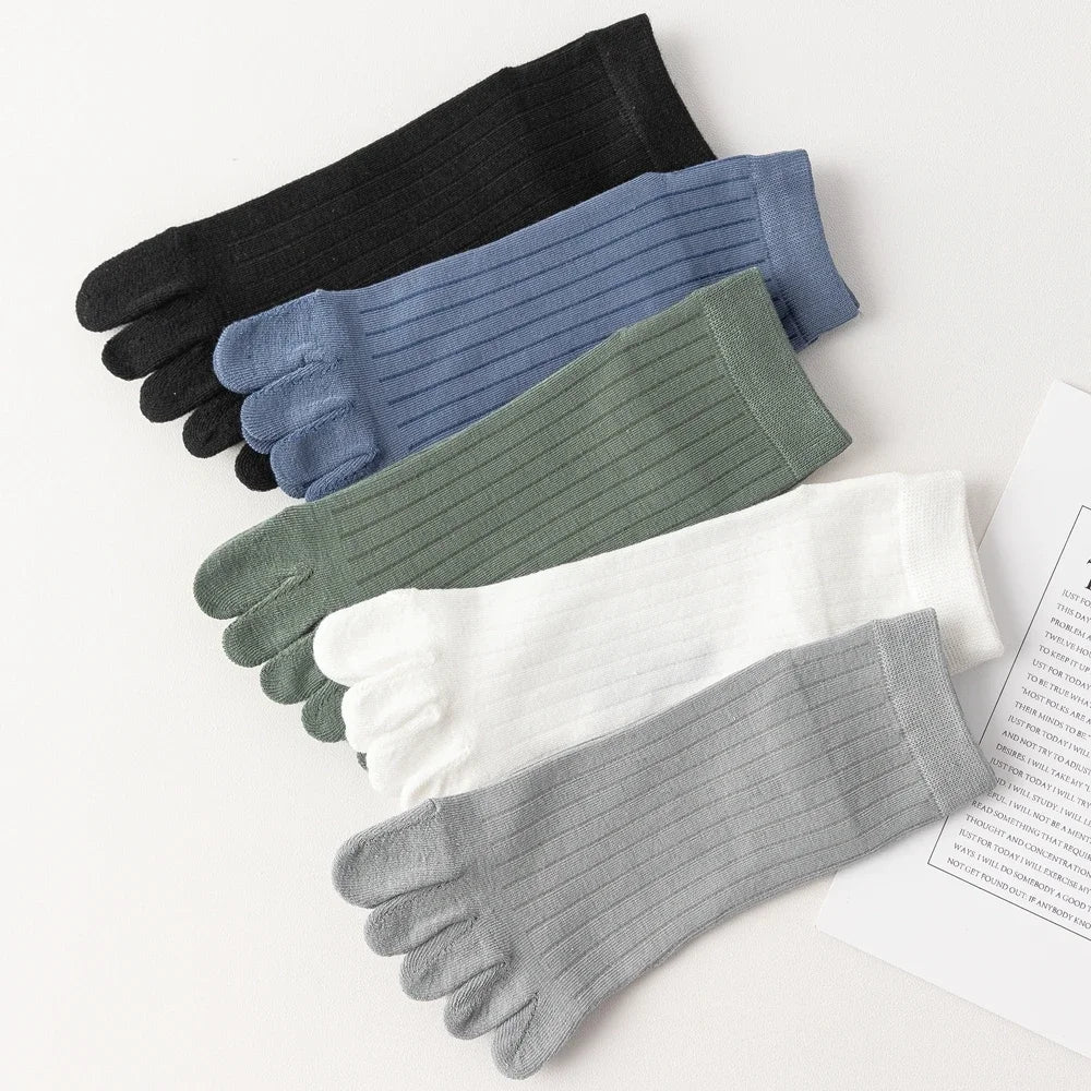 5 Pairs of Men's Summer Five-Toe Socks, Thin Cotton Toe Socks, Low-Cut Ankle Sports Socks