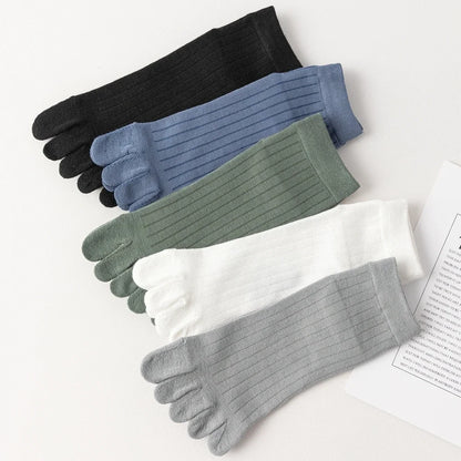5 Pairs of Men's Summer Five-Toe Socks, Thin Cotton Toe Socks, Low-Cut Ankle Sports Socks