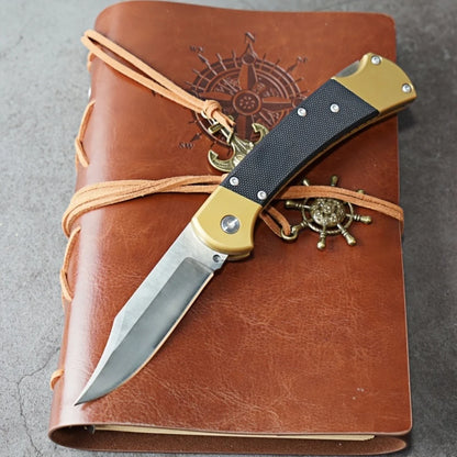Golden G10 handle +D2 steel folding knife, fixed combat knife, outdoor portable knife, high hardness and wear resistance, gifts