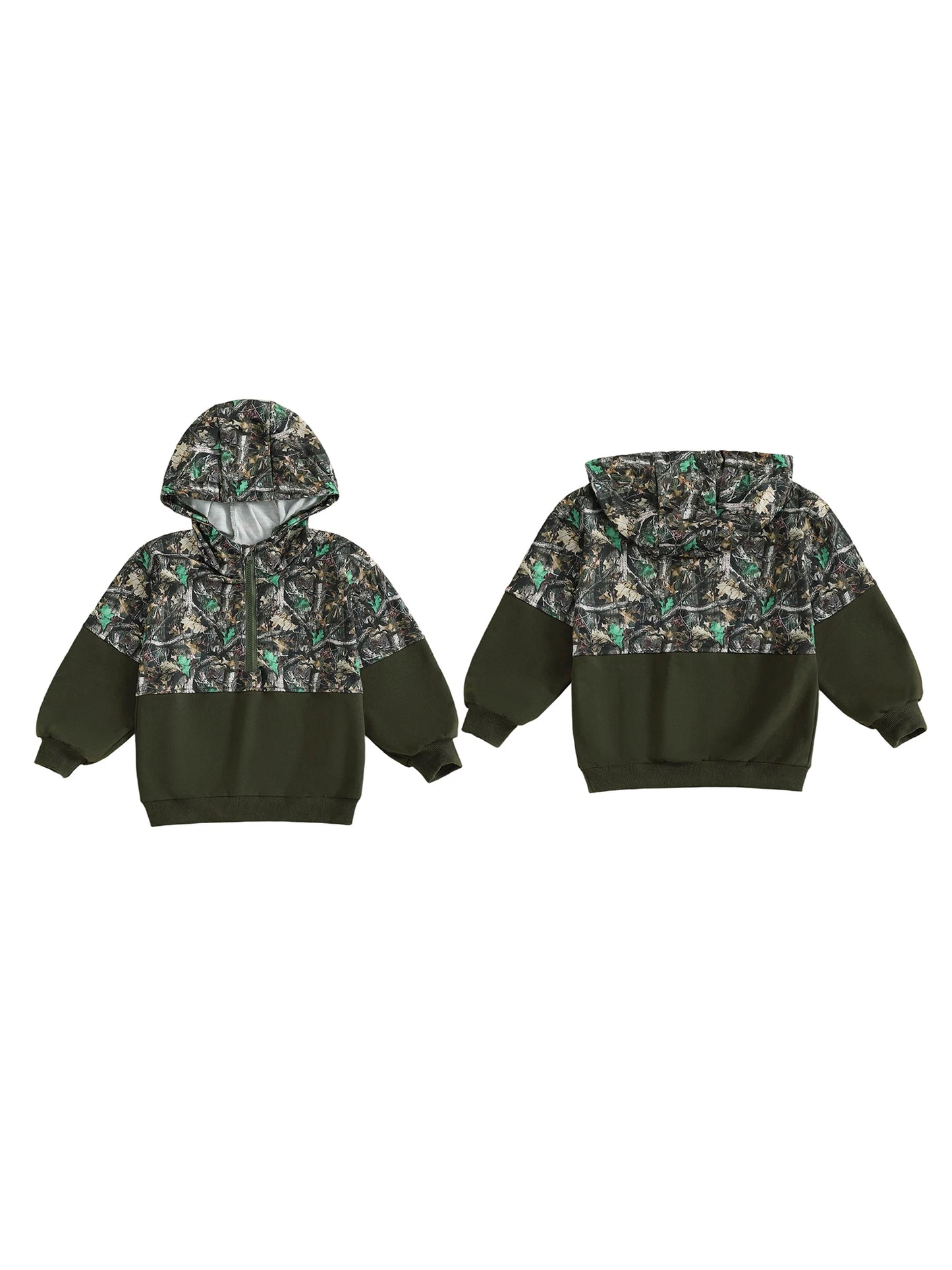 Children s Camouflage Print Half Zip-up Long Sleeve Hooded Sweatshirt Casual Toddler Pullover Jacket Coat Warm Outwear Tops for