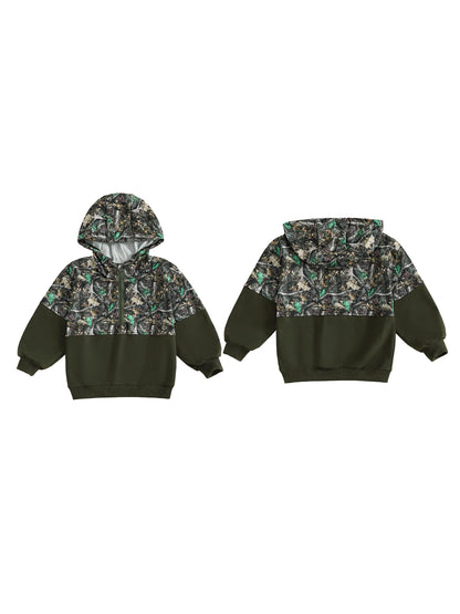 Children s Camouflage Print Half Zip-up Long Sleeve Hooded Sweatshirt Casual Toddler Pullover Jacket Coat Warm Outwear Tops for