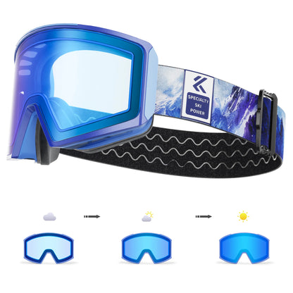 KAPVOE New Outdoor Photochromic Ski Goggles Men Snowboard Glasses Women Winter Snow Sunglasses UV400 Magnetic Attraction Lens