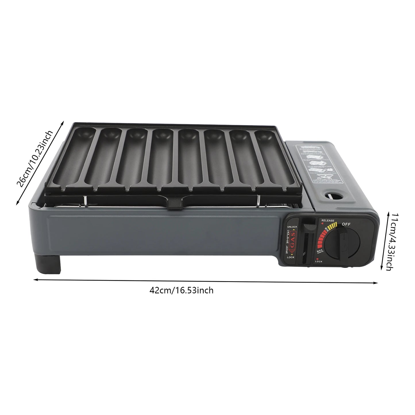 Portable Butane Gas Stove 2.2KW Outdoor Camping Picnic Cooking Grill Lightweight with Carry Case & Sausage Tray for Hiking BBQ
