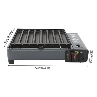 Portable Butane Gas Stove 2.2KW Outdoor Camping Picnic Cooking Grill Lightweight with Carry Case & Sausage Tray for Hiking BBQ