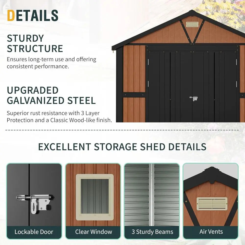Extra Large 10x12 Outdoor Metal Shed with Lockable Door, 2 Windows, Ideal for Garden, Backyard, Utility, and Tool Storage