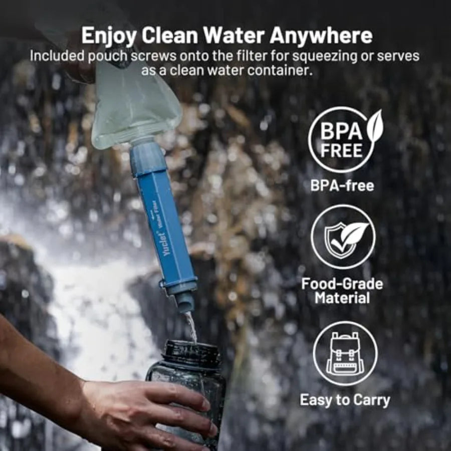 Gravity Water Filter System for Hiking Camping Travel and Emergency Preparedness Include 1 Gravity Bag 4 Water Filter Straw 1P