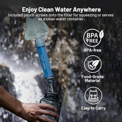 Gravity Water Filter System for Hiking Camping Travel and Emergency Preparedness Include 1 Gravity Bag 4 Water Filter Straw 1P