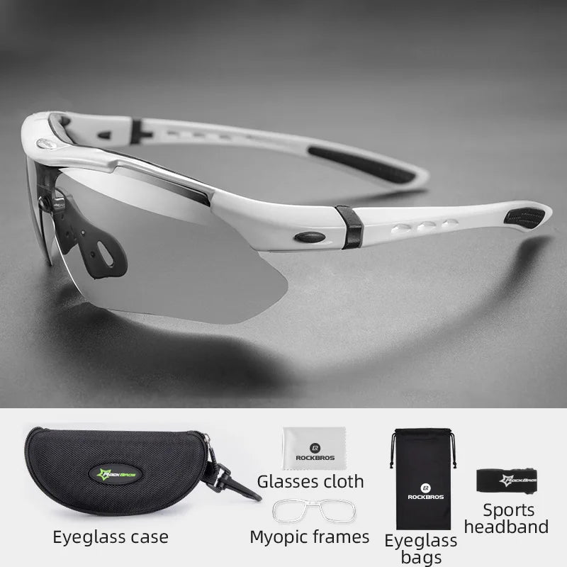 ROCKBROS Bicycle Glasses Photochromic Lens Outdoor Eyewear Goggles UV400 Sports Riding Cycling Sunglasses MTB Road Bike Glasses