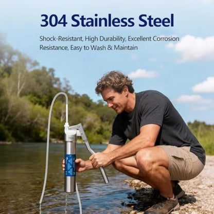 Portable Stainless Steel UF Water Filter P1 0.01-Micron high Precision Detachable Hand Pump Filter System Survival Gear for Hik