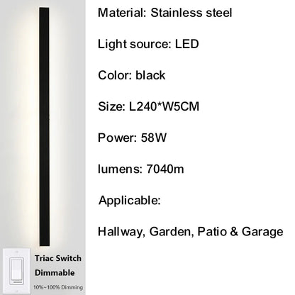 Outdoor Porch Wall Light 10%-100% Smart Triac Dimming Garden Corridor Lighting IP67 Waterproof Sconce Rust-Proof Stainless Steel