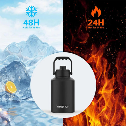 1 Gallon Insulated Stainless Steel Water Bottle, Cold 48 Hrs Hot 24 Hrs, Leak Proof for Gym Camping Travel