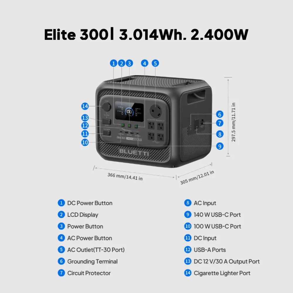 Portable Power Station 3014Wh 2400W Solar Generator