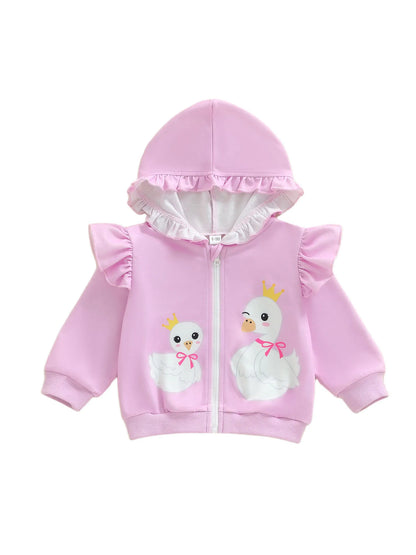 Stylish Toddler Girls Coat Chic Floral Print Long Sleeve Hooded Jacket Warm Outwear Autumn Clothing for Kids
