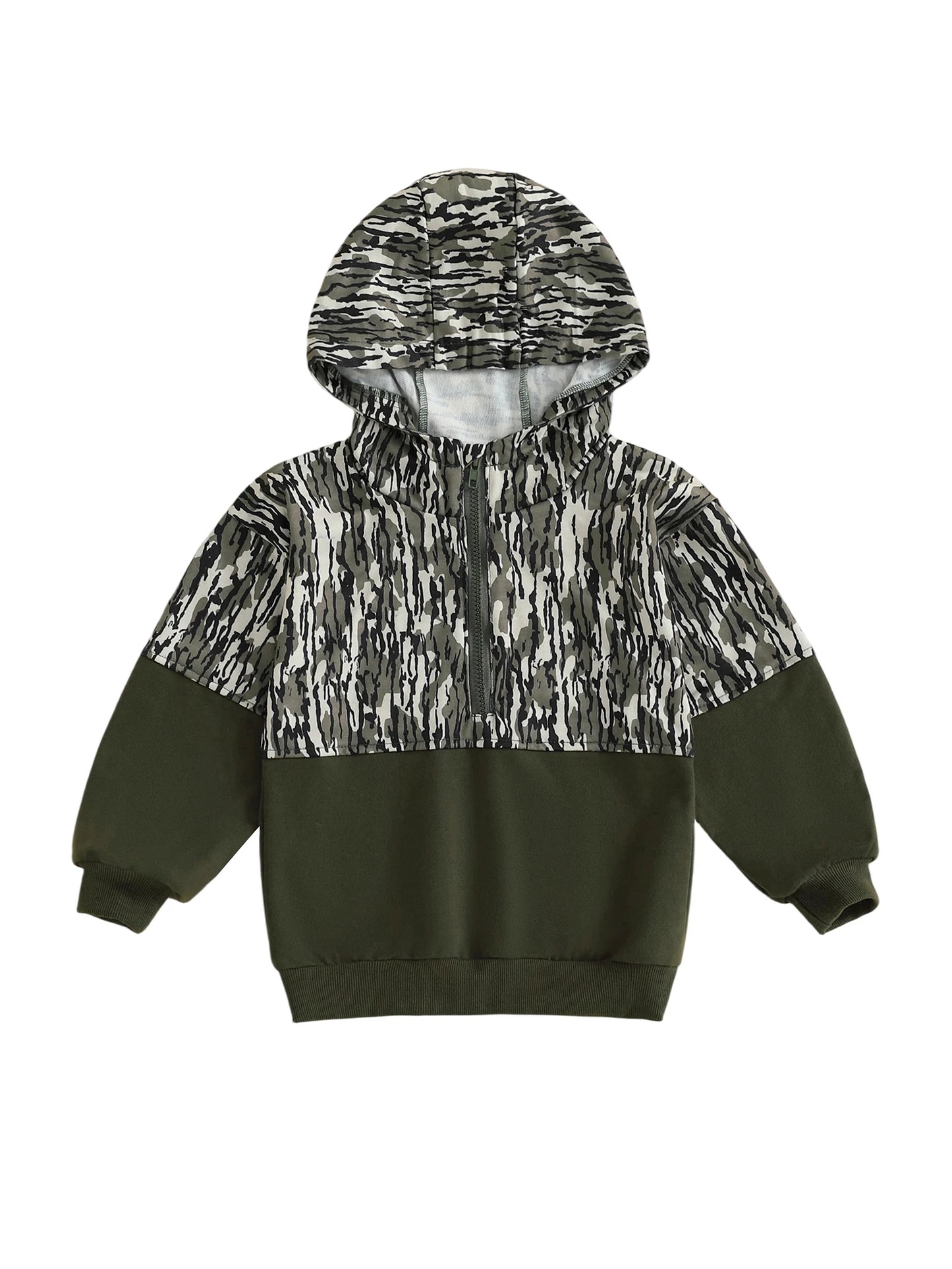 Children s Camouflage Print Half Zip-up Long Sleeve Hooded Sweatshirt Casual Toddler Pullover Jacket Coat Warm Outwear Tops for