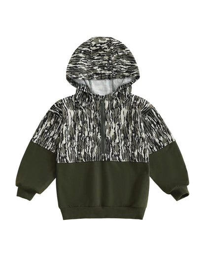 Children s Camouflage Print Half Zip-up Long Sleeve Hooded Sweatshirt Casual Toddler Pullover Jacket Coat Warm Outwear Tops for