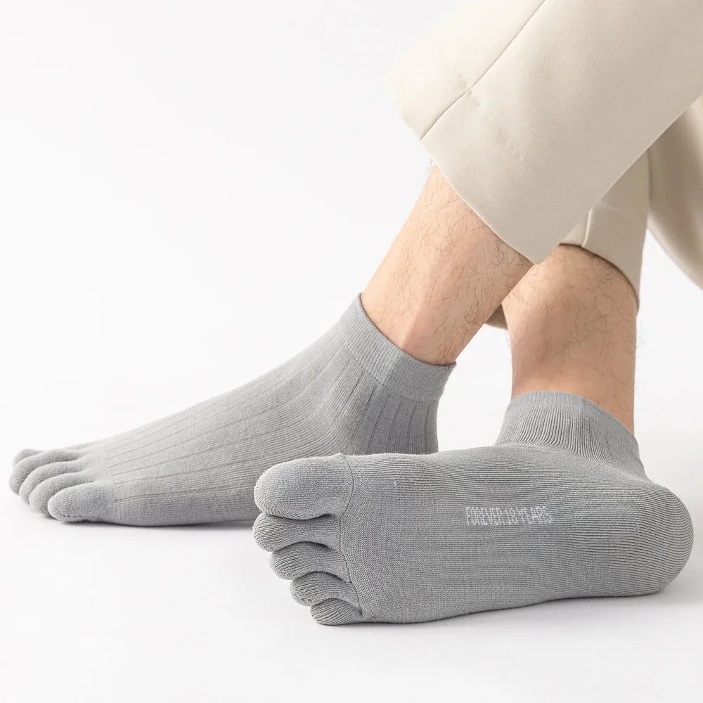 5 Pairs of Men's Summer Five-Toe Socks, Thin Cotton Toe Socks, Low-Cut Ankle Sports Socks