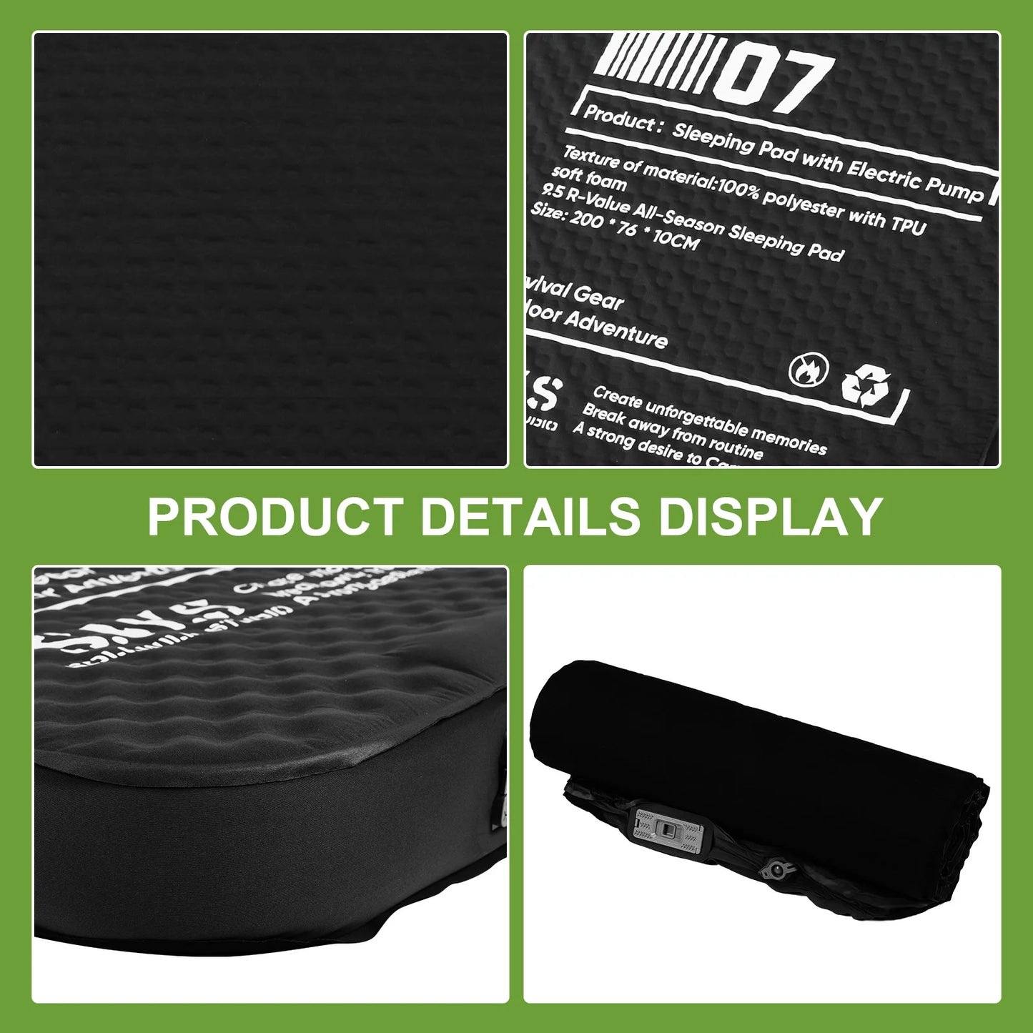 Single Inflatable Camping Mat with Pump Portable Camping Inflatable Pad Compact Camping Air Mattress for Backpacking Car Tent